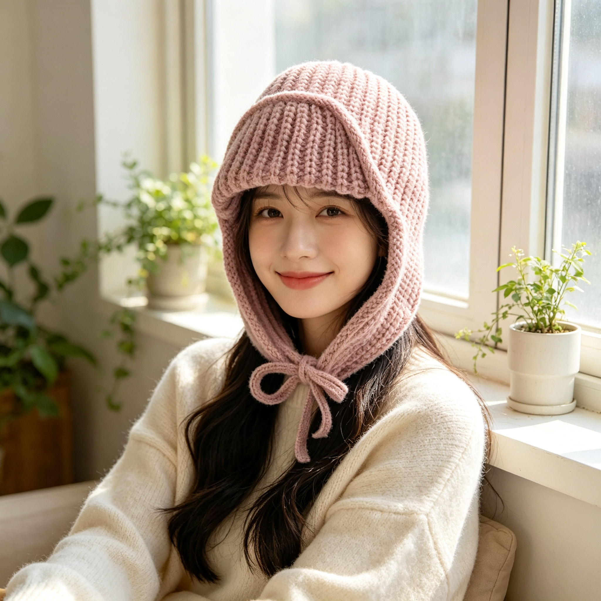 Autumn Winter Knit Earflap Bea - Trapper Hat Ear Flap ulasan dan harga