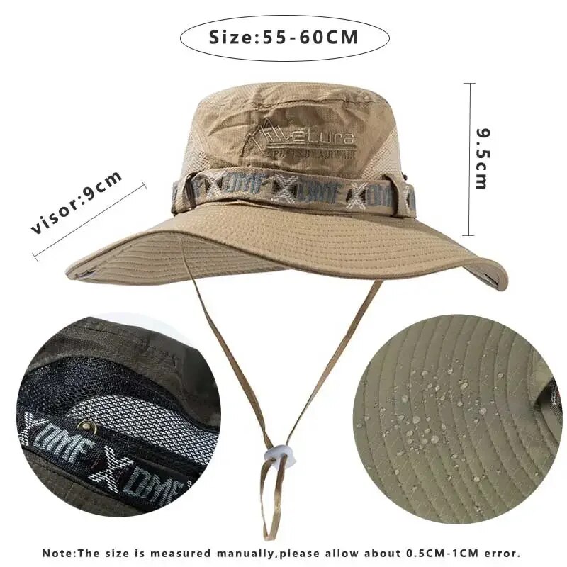 Summer Men Bucket Hat Outdoor  - Sun Hat Wide Brim ulasan dan harga