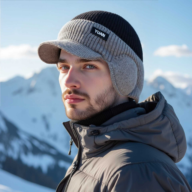 Dual-Tone Knit Baseball Cap- O - Trapper Hat Ear Flap ulasan dan harga