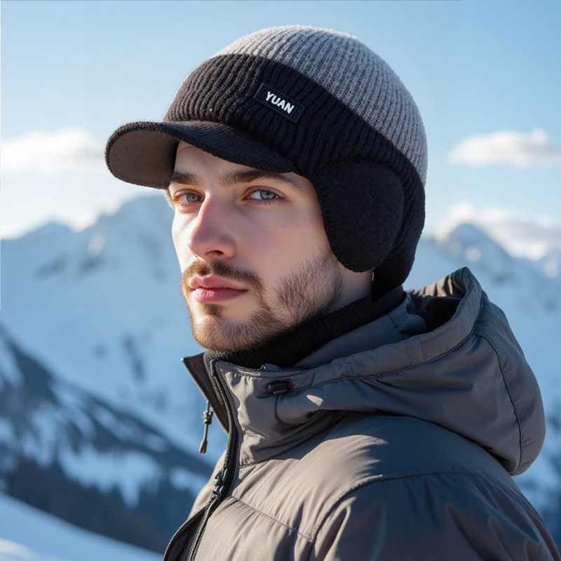 Dual-Tone Knit Baseball Cap- O - Trapper Hat Ear Flap ulasan dan harga